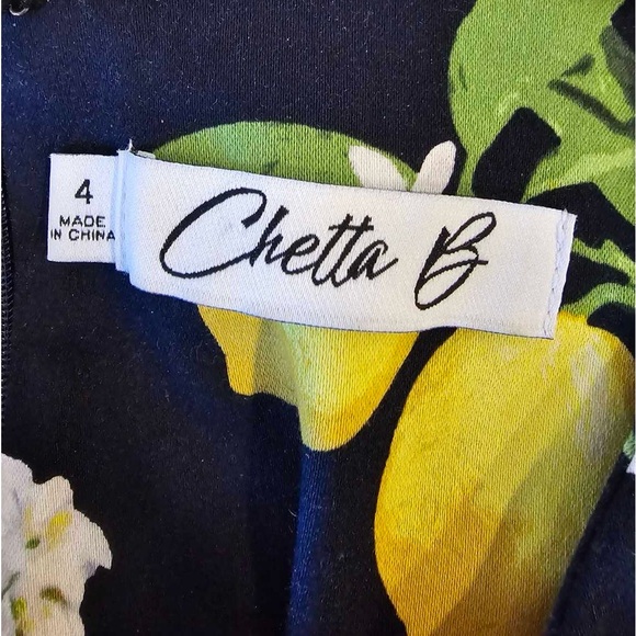 Chetta B lemon Dress floral fit and flare A Line sleeveless dress women’s size 4 - Picture 6 of 7